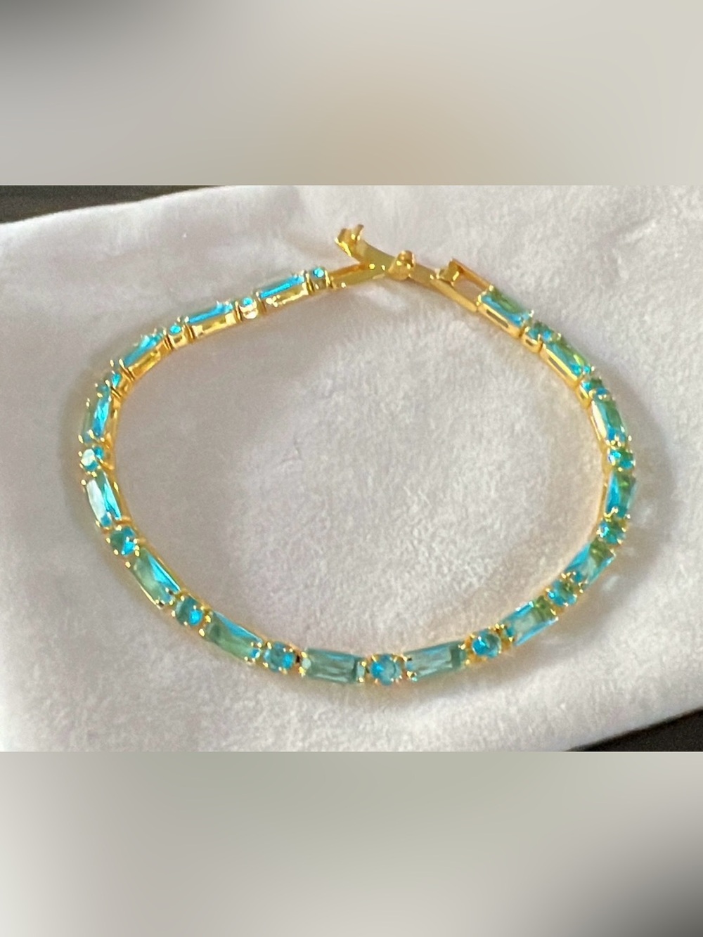 Gold Bracelet with Blue Gemstones - Women Jewelry